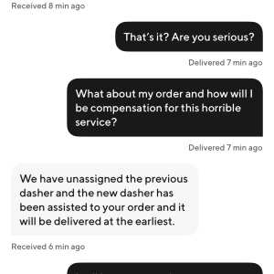 DoorDash 1 star review on 5th May 2024