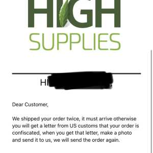 High Supplies Cannabis Seeds Shop 1 star review on 9th April 2021