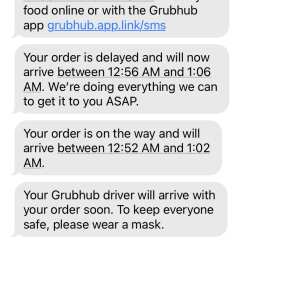 grubHub 1 star review on 7th May 2022