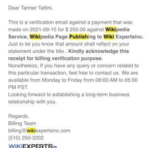 Wiki Experts INC 1 star review on 22nd August 2023