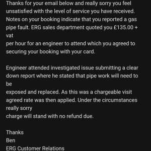 ergplumbing.co.uk 1 star review on 5th May 2022