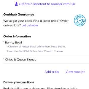 grubHub 1 star review on 23rd March 2024