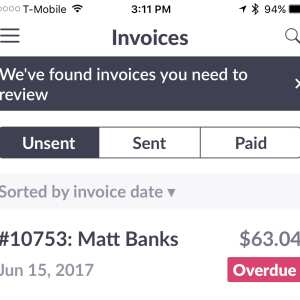 Invoice2go 1 star review on 17th June 2017