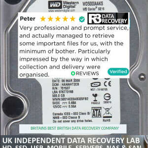 R3 Data Recovery Ltd 5 star review on 21st January 2022
