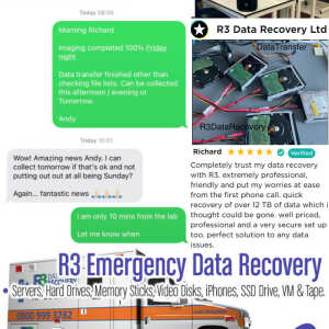 R3 Data Recovery Ltd 5 star review on 22nd January 2022