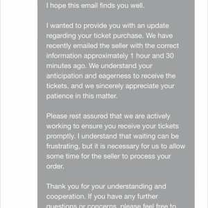 Viagogo 1 star review on 4th March 2024