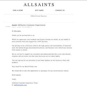 All Saints 1 star review on 7th September 2023