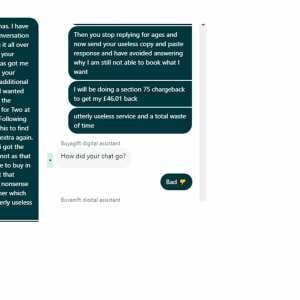 Buyagift 1 star review on 25th May 2024