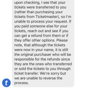 Ticketmaster 1 star review on 28th August 2023