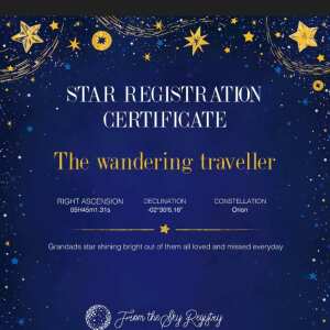 From the Sky Registry - Name a Star Gifts 5 star review on 12th January 2022