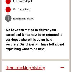 Parcelforce 1 star review on 13th April 2024