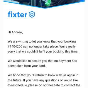 Fixter 1 star review on 26th October 2022