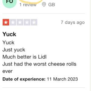 Trustpilot 1 star review on 18th March 2023