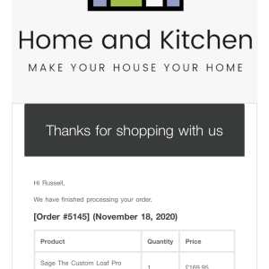 homeandkitchenshop.co.uk 1 star review on 28th November 2020