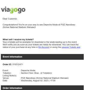 Viagogo 1 star review on 19th July 2023