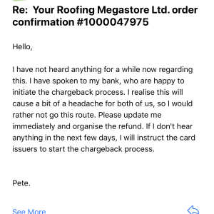 Roofing Megastore 1 star review on 3rd July 2020