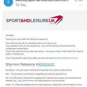 Sport And Leisure UK 1 star review on 16th June 2020