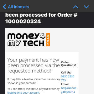 Money 4 My Tech 5 star review on 6th November 2023