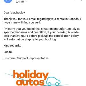 Holiday Autos 1 star review on 27th December 2021