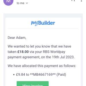 MyBuilder 1 star review on 19th July 2023