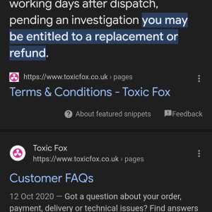 toxicfox.co.uk 1 star review on 25th November 2023
