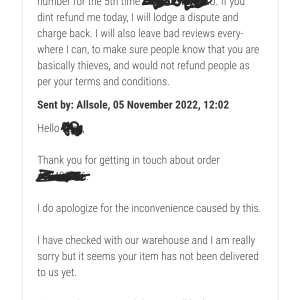 Allsole 1 star review on 7th November 2022