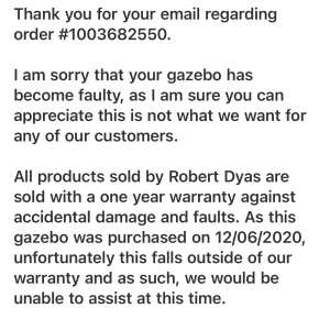 Robert Dyas 1 star review on 27th September 2022