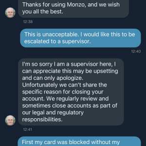 Monzo 1 star review on 13th June 2023
