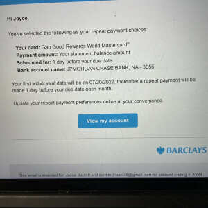 Barclaycard 1 star review on 20th July 2022