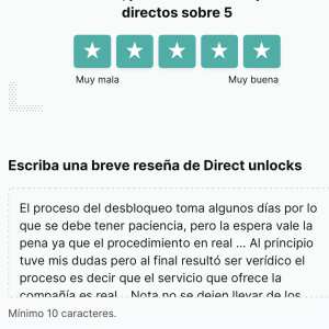 Direct unlocks 5 star review on 5th May 2024