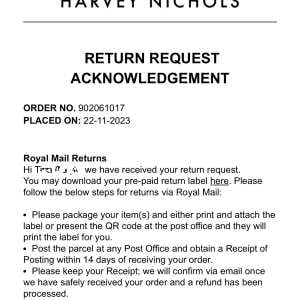 Harvey Nichols 1 star review on 7th March 2024