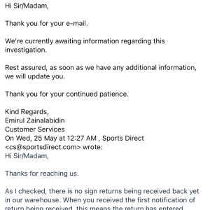 Sports Direct 1 star review on 28th May 2022