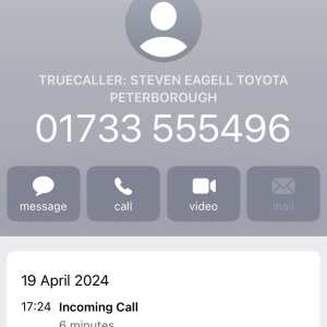Steven Eagell Toyota 1 star review on 21st April 2024