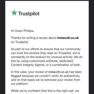 Trustpilot 1 star review on 5th August 2022