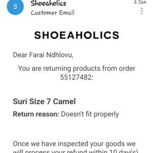 Shoeaholics.com 1 star review on 25th January 2024