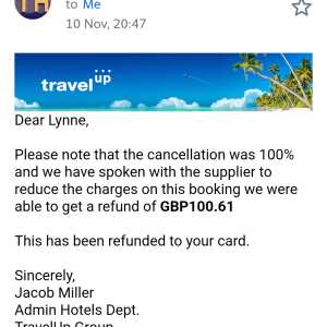Travelup 1 star review on 18th December 2022