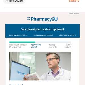 Pharmacy2U 1 star review on 22nd June 2020