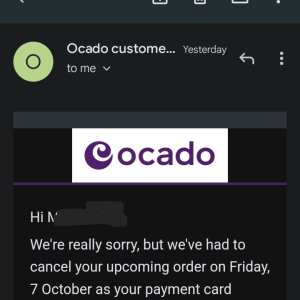 Ocado 1 star review on 7th October 2022