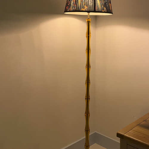 Vintage Brass Faux Bamboo Floor Lamp with great details : On