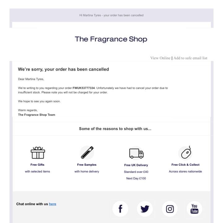 The Fragrance Shop 1 star review on 19th January 2021