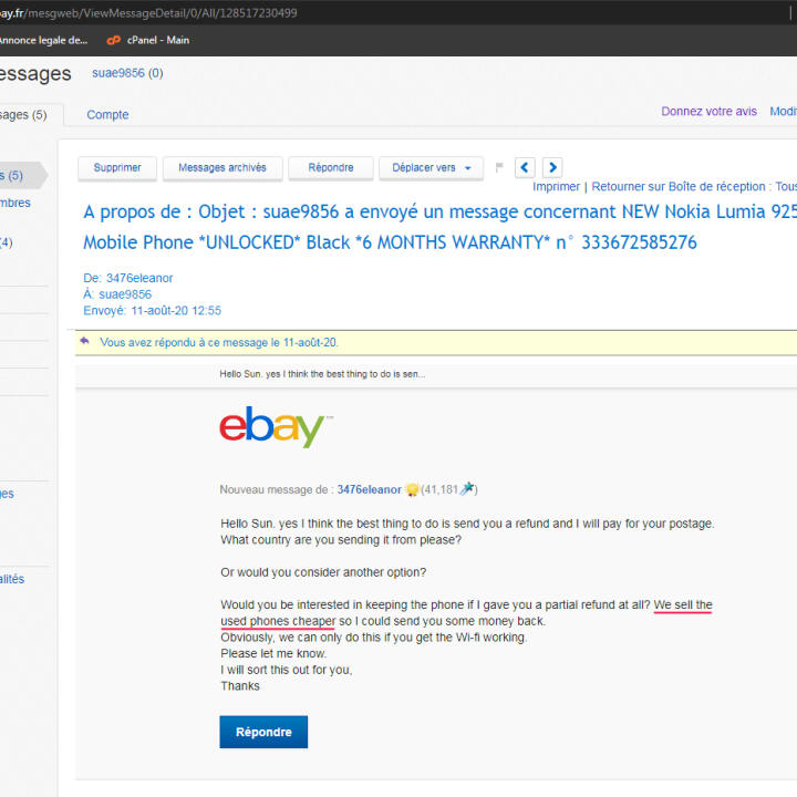 Ebay 1 star review on 13th August 2020