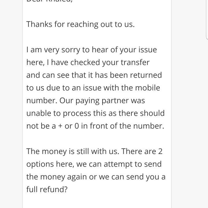 Azimo 1 star review on 19th June 2020
