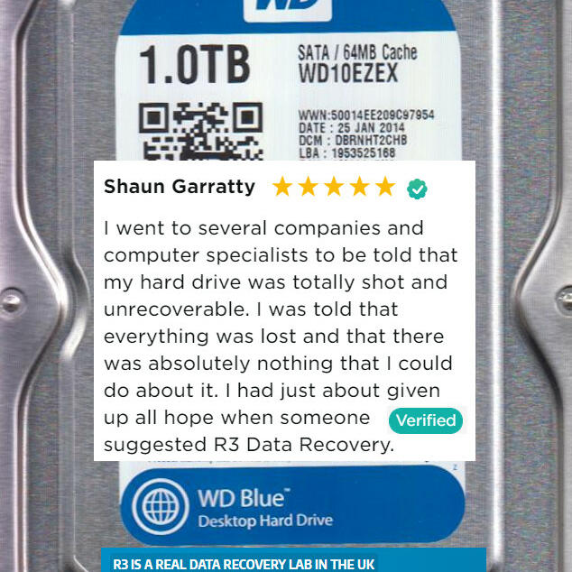 R3 Data Recovery 5 star review on 14th March 2021