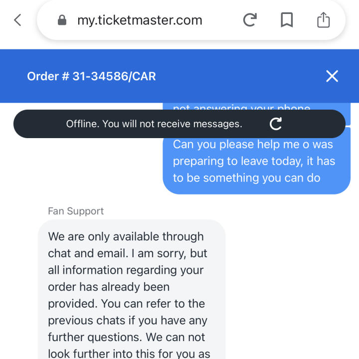 Ticketmaster 1 star review on 27th November 2022