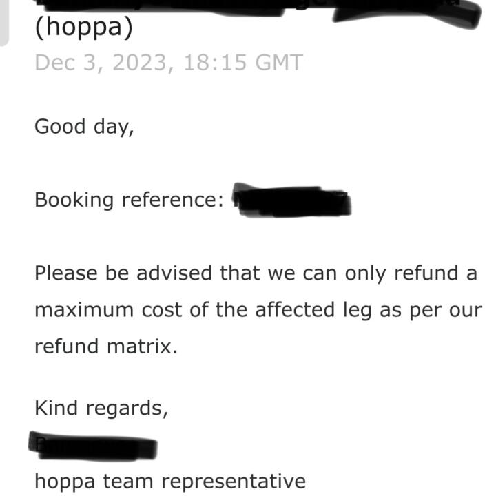 hoppa 1 star review on 3rd December 2023