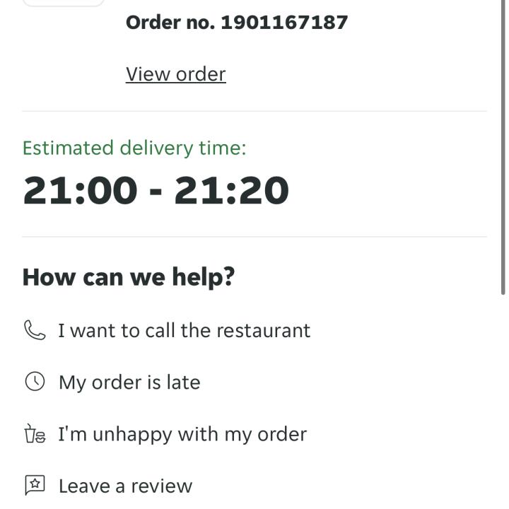 Just Eat 1 star review on 30th January 2023