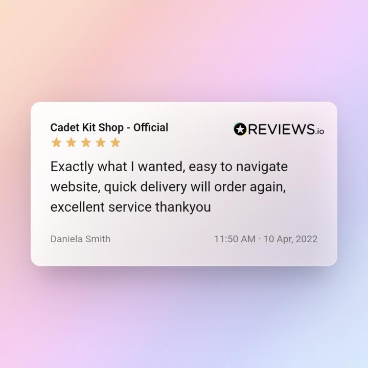 Cadet Kit Shop - Official 5 star review on 10th April 2022