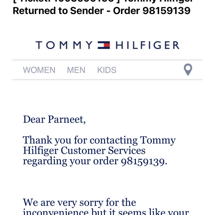 Tommy Hilfiger UK 1 star review on 8th September 2021