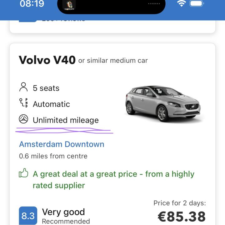 Rentalcars.com 1 star review on 2nd February 2024