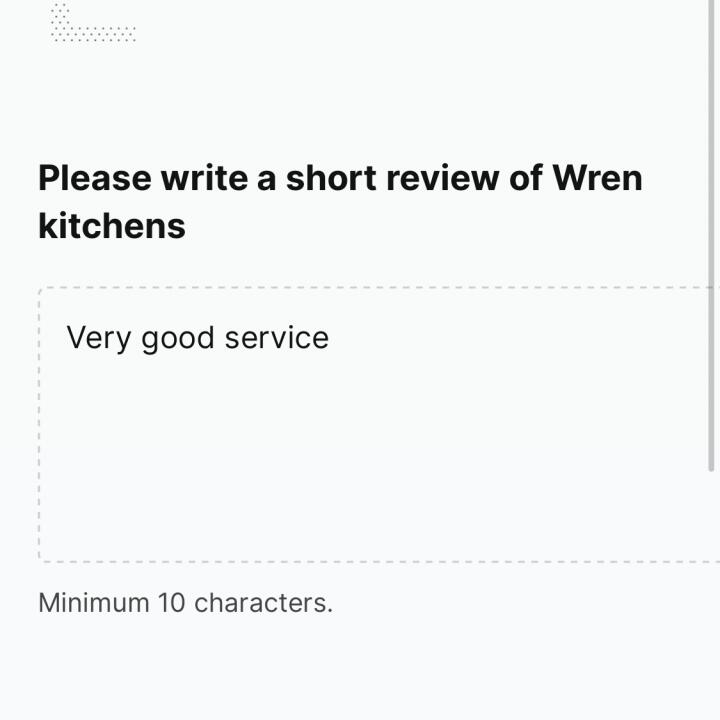 Wren Kitchens 5 star review on 3rd October 2022